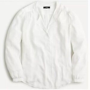 NWT J.Crew Women’s S Ivory Long Sleeve Scalloped Front Top Business Blouse AL598